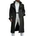 thumbnail image 1 of Manxivoo Mens Trench Coat Fashion Woolen Coat Autumn British Woolen Double Breasted Extended Coat Trench Coat Men Black S, 1 of 5