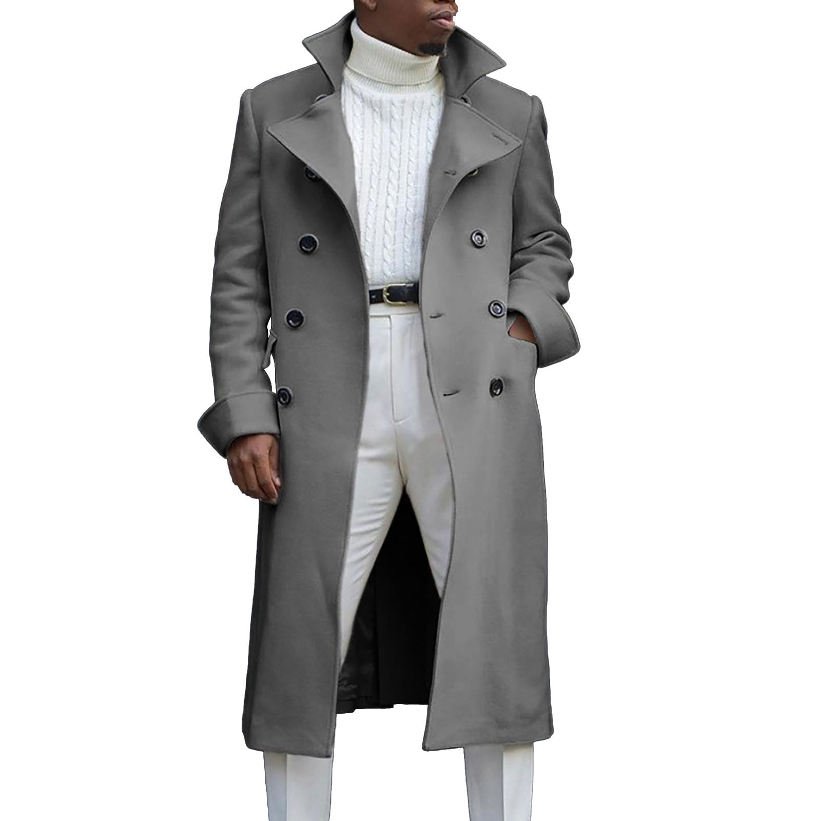 Men's Dress All Weather Coat Full Length Maxi Trench Coat Brown main image 0
