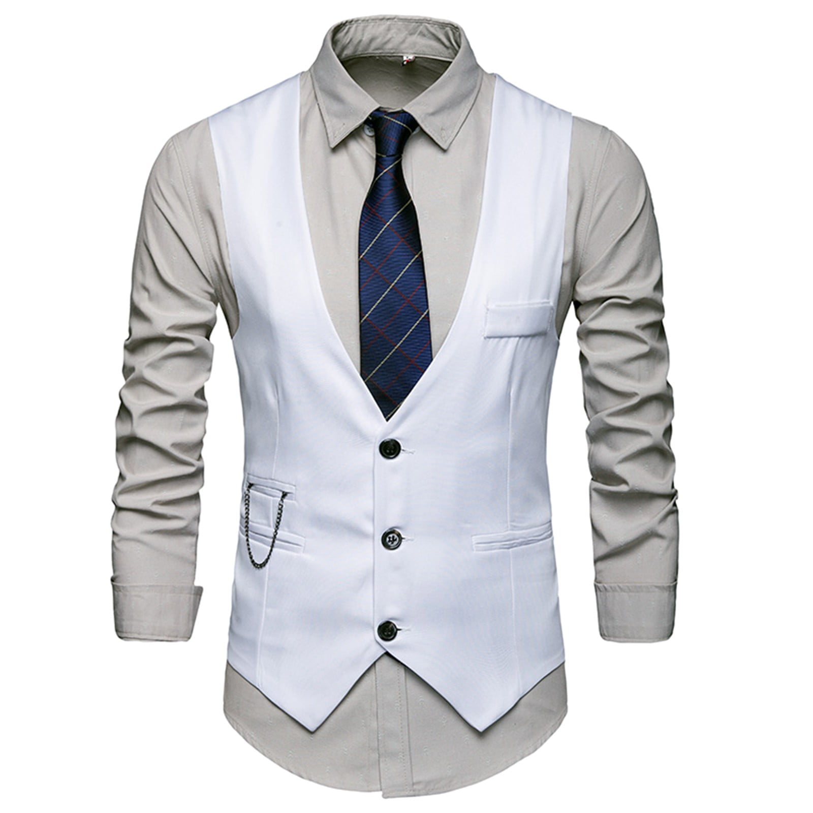 Manxivoo Mens Vest Summer New Men's Solid Suit Vest British Slim Fit ...