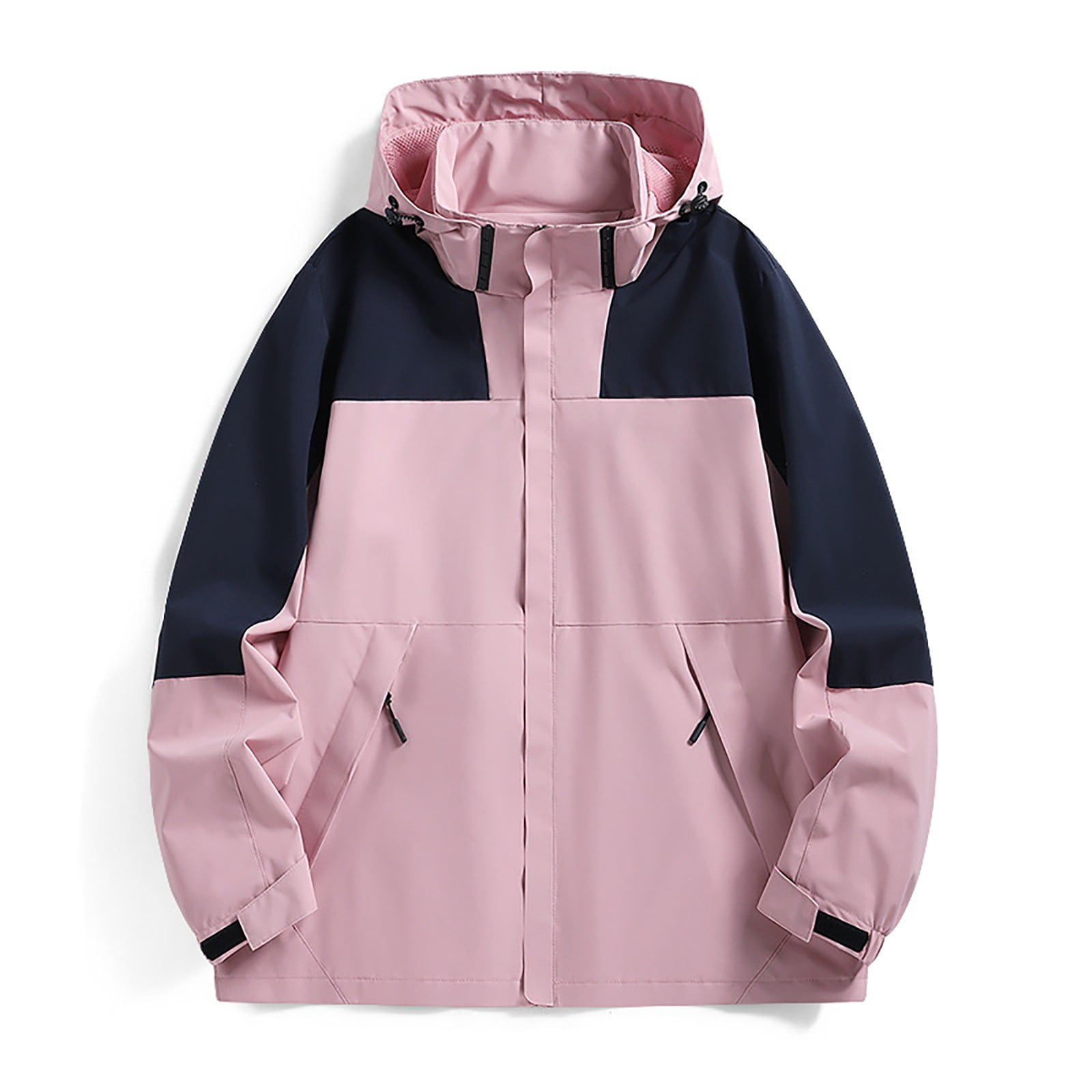 Manxivoo Mens Winter Coats Men s Autumn and Winter Solid Contrast Patchwork Windproof and Rainproof Hooded Coat Breathable Lightweight Outdoor Jacket Jackets for Men Pink Walmart Business Supplies