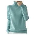thumbnail image 1 of Manxivoo Oversized Sweater Turtleneck Sweater Women's Autumn and Winter New Thickened Korean Women's Solid Color Pullover Loose Knitted Long Sleeved Bottoming Shirt Fall Sweaters Mint Green, 1 of 5
