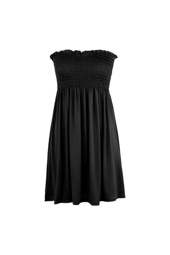 Party Dress Women's Cover Up Beach Strapless Mini Dress Beach Skirt Summer Womens Dresses Black