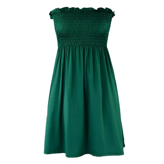 Manxivoo Party Dress Women's Cover Up Beach Strapless Mini Dress Beach Skirt Summer Womens Dresses Green1