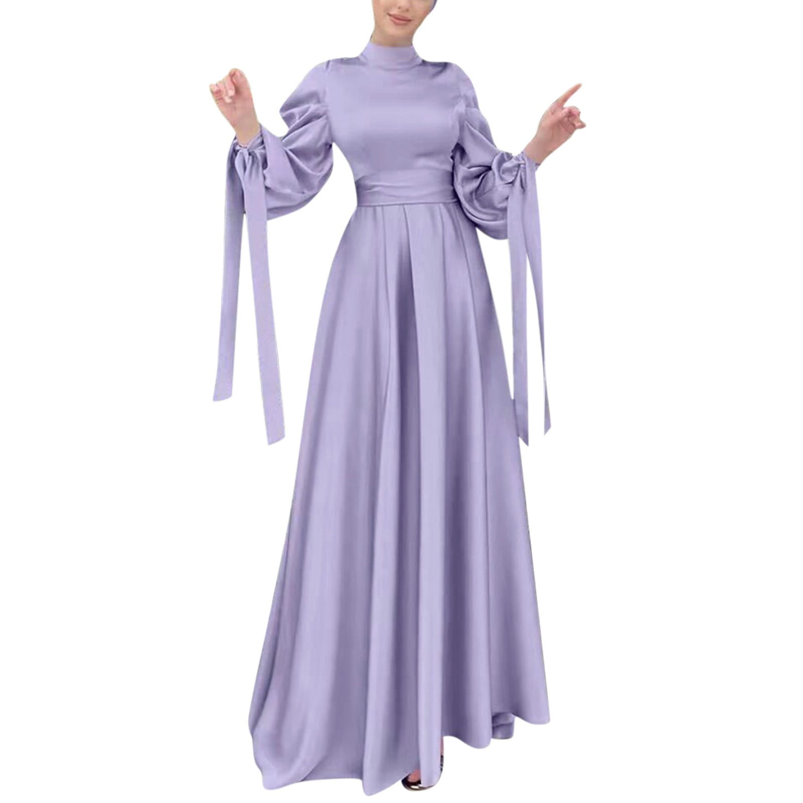 Manxivoo Plus Size Summer Dresses Womens Casual Solid Muslim Dress Lantern  Sleeve Abaya Islamic Arab Kaftan Dress Womens Dresses Purple - Walmart.com