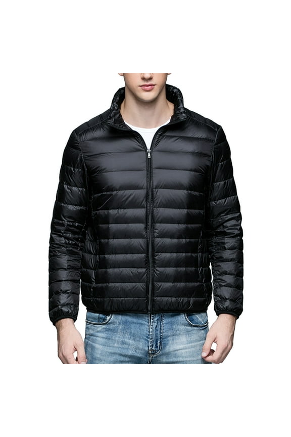 Puffer Jacket Men, Men Packable Ultra Light Weight Short Down Jacket Mens Winter Coats Black XL