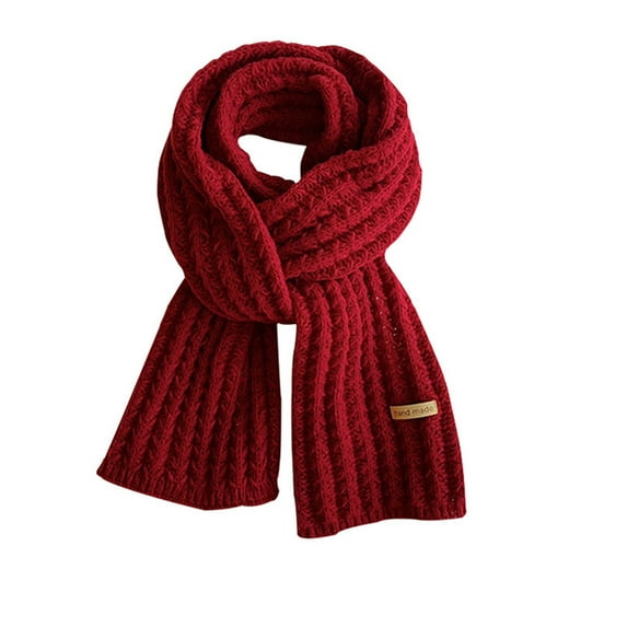 Manxivoo Red Scarf 2022 Women's New Year Red Fashion Winter Knitting Wool Warm Solid Scarf, Scarf for Women Red One Size