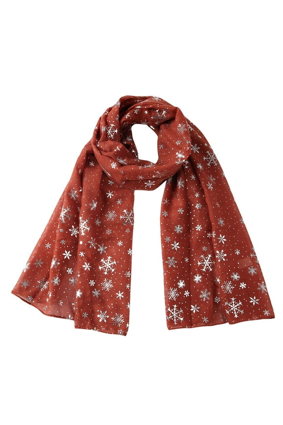 Red Scarf Ladies Winter Scarf Classic Christmas Snowflake Print Fashion Warm Scarf, Scarf for Women Red