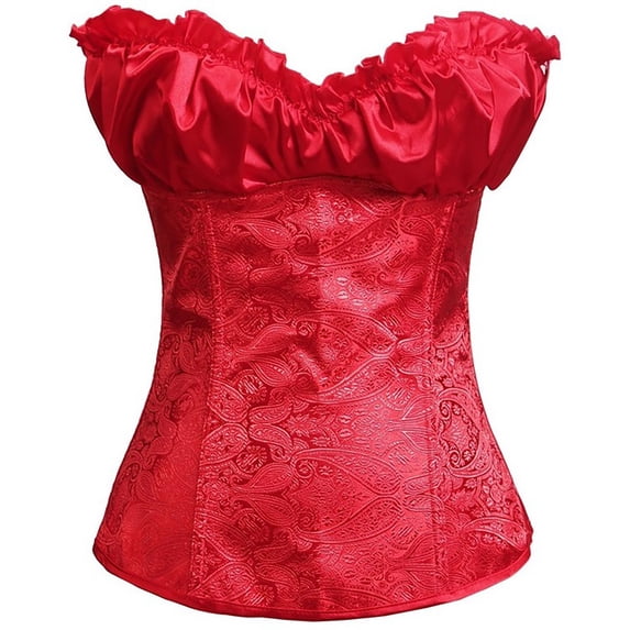 Manxivoo Shapewear Tummy Control Corset Tops for Women Bustier Shapewear Lingerie Lace Waist Push Up Bodysuit Shapewear Bodysuit Red