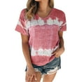 thumbnail image 1 of Manxivoo Shirts for Women Womens Daily Summer Spring Casual Round Neck Short Sleeve Tie Dye Print Patchwork T Shirt Tops(S 5Xl) Womens Shirts Hot Pink, 1 of 7