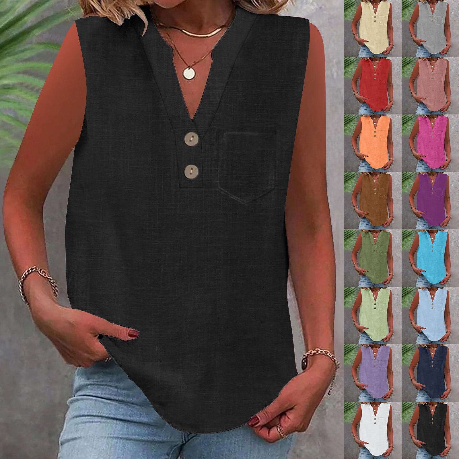 Manxivoo Stand Collar Loose Button Shirt Top Solid Sleeve Casual Womens ...