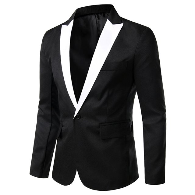 Manxivoo Suit Jacket for Men, Mens Autumn and Winter Trend Suit Collar Single Two Buttons Slim