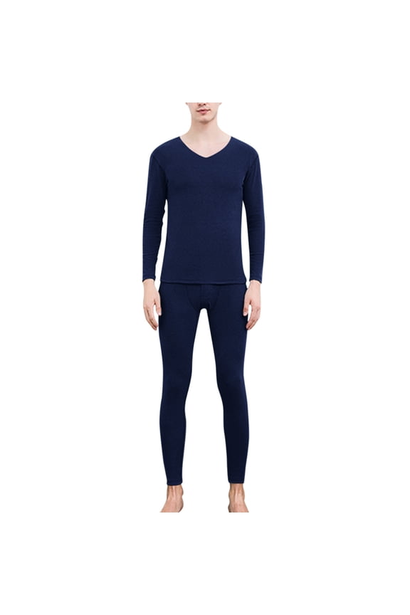 Suits for Men, Mens Milk Silk Constant Temperature Seamless Autumn and Winter Thermal Underwear Set Clothes Trousers Mens Underwear Blue XL