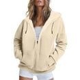 thumbnail image 1 of Manxivoo Thermal Zip Up Hoodie Women Oversized Fleece Hoodie Baggy Loose Zipper Hooded Sweatshirt Coat with Double Pockets Jacket Oversized Hoodie XXXXL Size Beige, 1 of 8