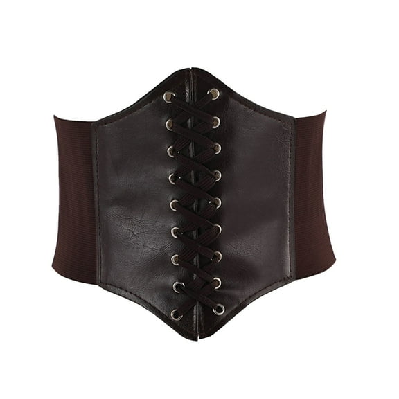 Manxivoo Western Belt Lace Up Waspie Corset Belts for Women Elastic Waist Belt Tied Retro Wide Belt Elvin Wench Costume Corset Belts for Women Coffee One Size