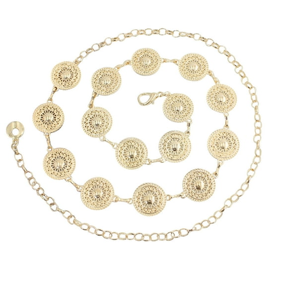 Manxivoo Western Belt Women Hook Adjustment Waist Metal String Decorative Dress Waist Small Fragrance Thin Belt Sweet Chain Belts for Women Gold One Size