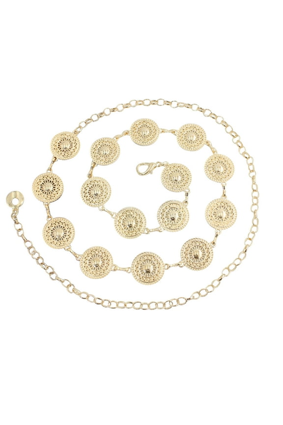 Western Belt Women Hook Adjustment Waist Metal String Decorative Dress Waist Small Fragrance Thin Belt Sweet Chain Belts for Women Gold One Size