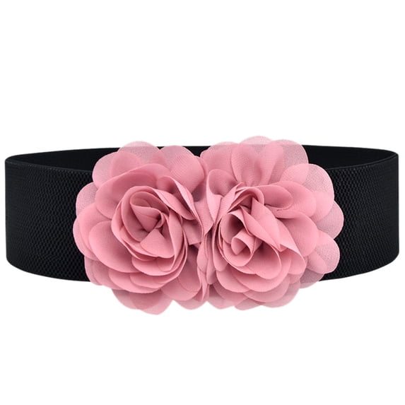 Manxivoo Western Belt Women Stretchy Belt for Dresses Vintage Elastic Wide Waist Belt Belts for Women Pink One Size