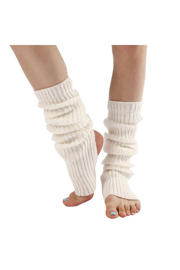 White Leg Warmers Long Leg Warmer Womens Men 80S Party Ribbed Knit Dance Sports Leg Warmer Leg Warmers for Women White One Size