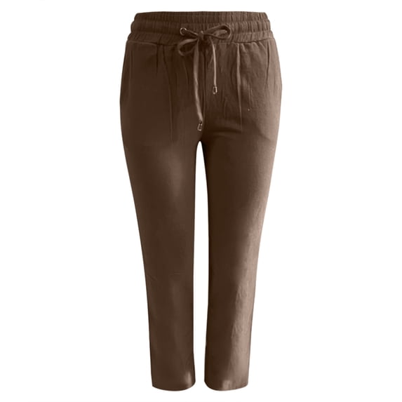 Manxivoo Wide Leg Sweatpants Solid Straight Pants Waist and Long Women Casual Elastic Drawstring Cotton Pants Joggers Pants Coffee S