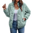 thumbnail image 1 of Manxivoo Winter Coat Ladies Solid Color Zipper Corduroy Filled Cotton Stand Collar Casual Jacket Breadwear Puffer Jacket Womens Mint Green, 1 of 7