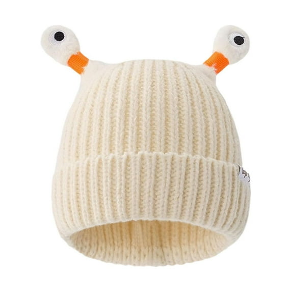 Manxivoo Winter Hat Parent Child Cute Glowing Little Knit Hat Funny Handmade Hat with Big Eye Can Be Stretched Beanies Hats Beige One Size