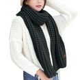 thumbnail image 1 of ManxiVoo Winter Chunky Knit Scarves For Women Long Textured Warm Thick Woven Wrap Elastic Lightweight Multi Color Couples Unisex Fashion Accessory Black, 1 of 7