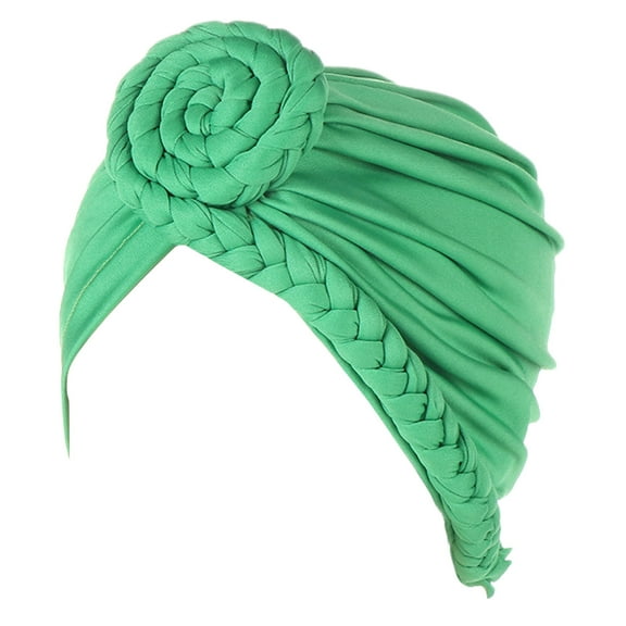 Manxivoo Women's Hats & Caps Women Braid Turban Hats Hat Cap Hair Bonnet Head Scarf Wrap Cover Baseball Cap Green One Size
