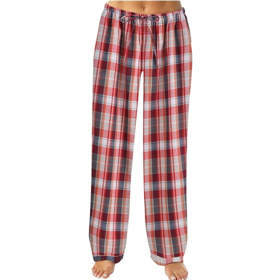 Manxivoo Women's Pants Women Autumn Winter Plaid Printed Pants Full Length Long Trousers Sports Pants Sweatpants Women L L