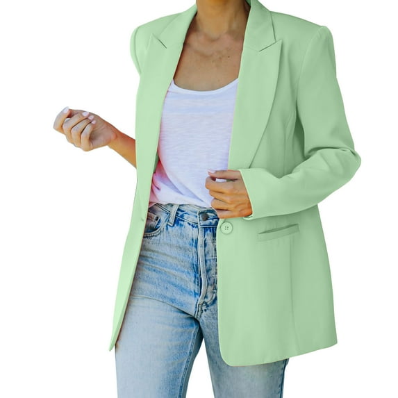 Manxivoo Womens Blazer Women's Casual Light Weight Thin Jacket Slim Coat Long Sleeve Blazer Office Business Coats Jacket Blazer Jacket Mint Green