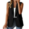 thumbnail image 1 of Manxivoo Womens Blazer Women's Sleeveless Coat Solid Color Cardigan Suit Casual Lapel Cardigan Jacket with Pockets Blazer Jacket Black, 1 of 9