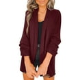 thumbnail image 1 of Manxivoo Womens Blazers Casual Fall Women Fashion Solid Color Open Front Long Elastic Sleeves Suit Loose Blazers Outerwear Coat Blazer for Women 2023 Wine, 1 of 7