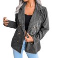 thumbnail image 1 of Manxivoo Womens Coats Women Double Breasted Corduroy Jacket Long Sleeve Work Office Casual Boyfriend Fall Jacket Dark Gray, 1 of 7