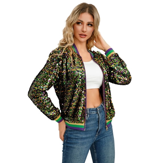 Manxivoo Womens Tops Spring and Autumn Women's Long Sleeve Sequined Long Sleeve Cardigan Jacket Top Jackets for Women Long Cardigans for Women Trendy Army Green S