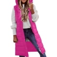 thumbnail image 1 of Manxivoo Womens Vests Outerwear Women's Long Winter Coat Vest with Hood Sleeveless Warm Down Coat with Pockets Quilted Vest Down Jacket Quilted Outdoor Jacket Coats for Women Hot Pink, 1 of 6