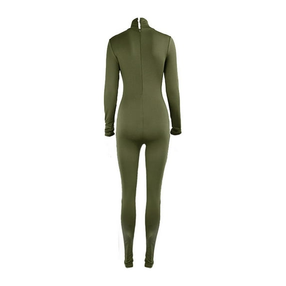 Manxivoo Womens Yoga Pants Womens Solid Color Bodysuit with Long Sleeves and Yoga Onesie Leggings for Women Green L