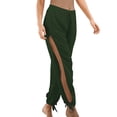 thumbnail image 1 of Manxivoo Yoga Pants Ladies Summer Yoga Leisure Low Waist Slit Wide Leg Yoga Light Comfortable Flared Pants Women's Pants Green S, 1 of 5