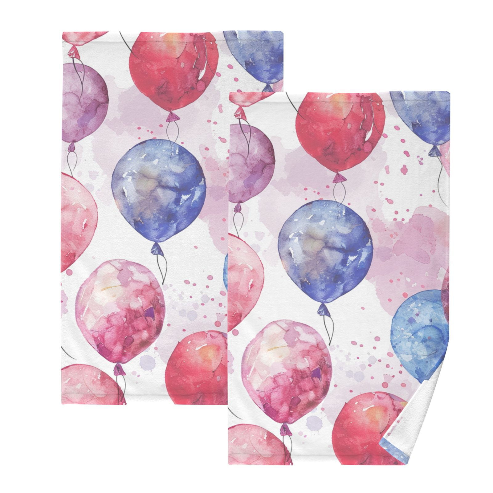 Many Balloons Hand Towels Cotton Bath Towels Large Face Towels Absorbent for Bathroom 2 Packs