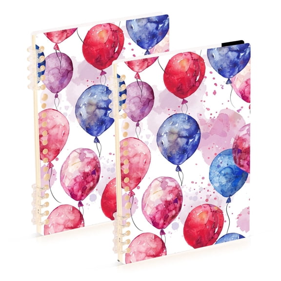 Many Balloons Ring Binder Notebook Journey Note Diary College Ruled Spiral Notebook Study Loose Leaf Paper A5 60 Pages