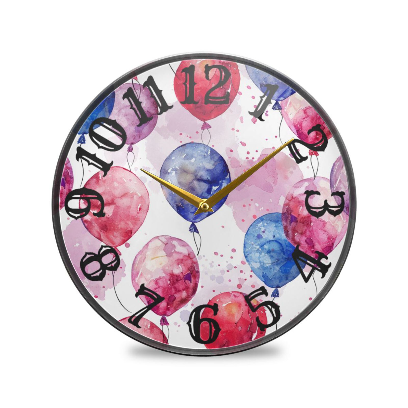 Many Balloons Wall Clock 12 Inch Silent Non Ticking Battery Operated ...