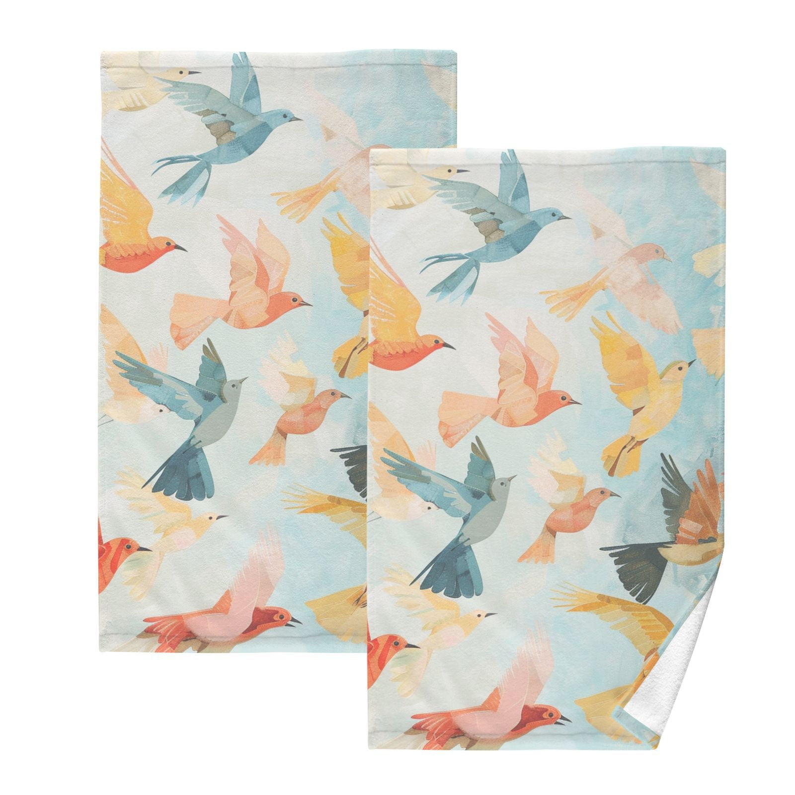 Many Birds Hand Towels Cotton Bath Towels Large Face Towels Absorbent for Bathroom 2 Packs