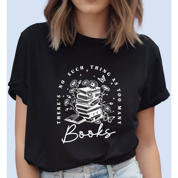 Many Books Women's Short Sleeve Graphic T-Shirt 1 Pcs Tee 100% Heavy Cotton - Comfortable Crew Neck, Soft Tees Casual Tops