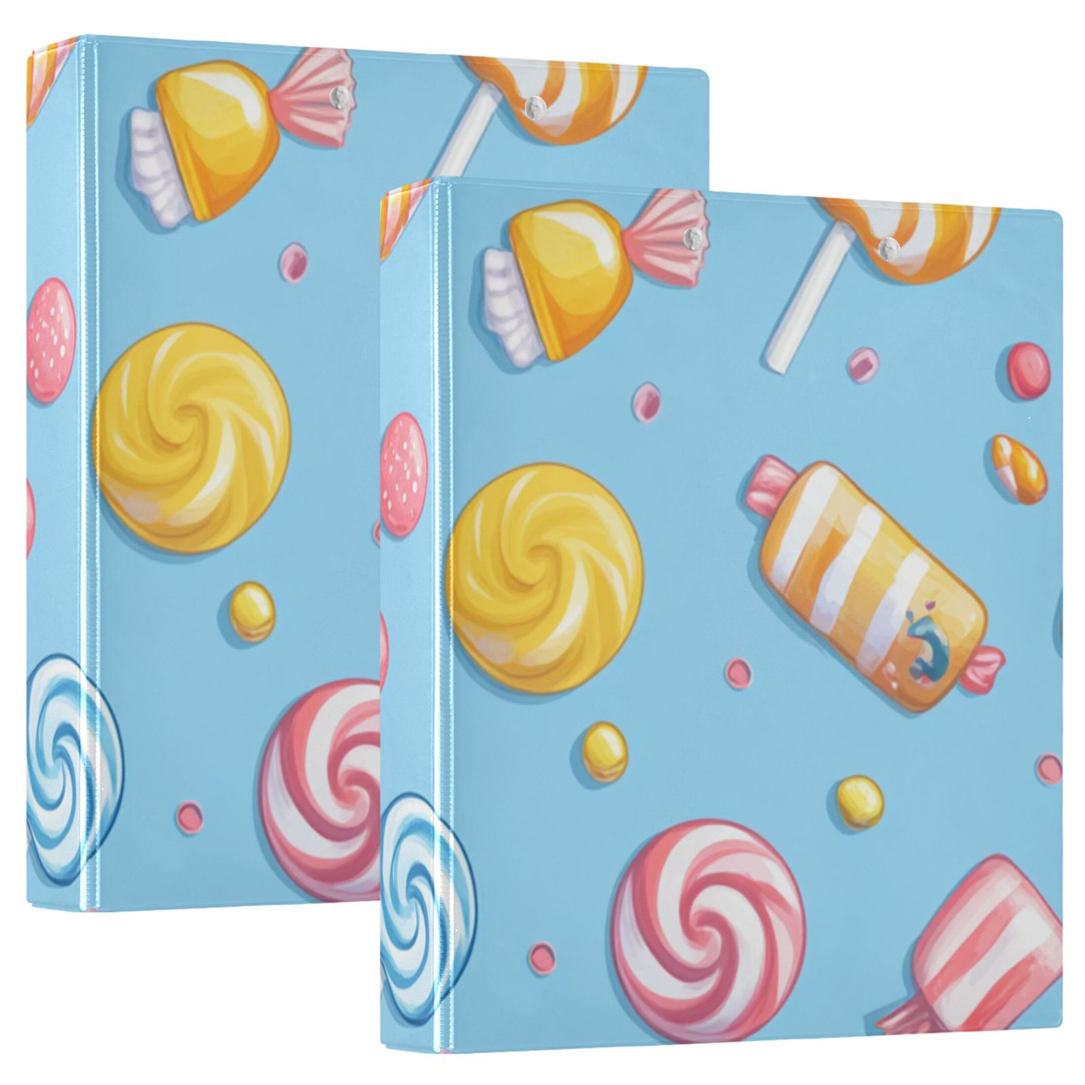 Many Candies 3 Ring Binders 1.5 inch Hardcover File Folders with Interior Pockets A4 Size Organizer for School Office Hospital