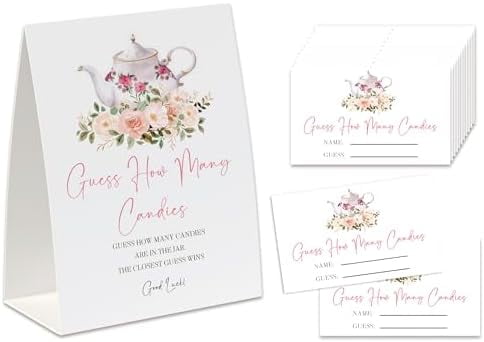How Many Candies Game (1 Standing Sign + 50 Guessing Cards), Tea Party, Candy Guessing Game, Baby Shower Decorations, Bridal Shower Game, Baby Shower Ideas-GHMC16$$Home Decor, Kitchen, & Other