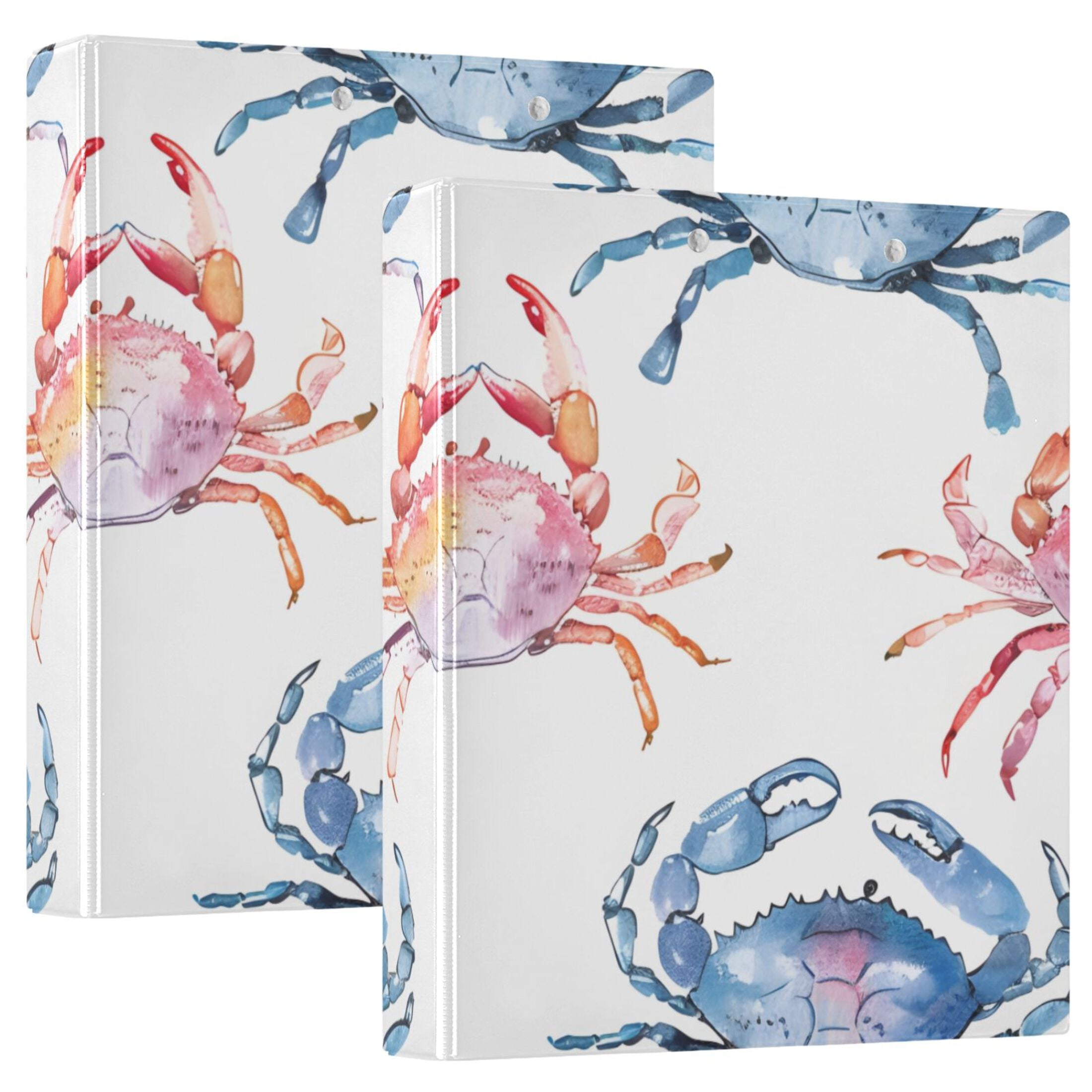 Many Crabs 3 Ring Binders 1.5 inch Hardcover File Folders with Interior Pockets A4 Size Organizer for School Office Hospital