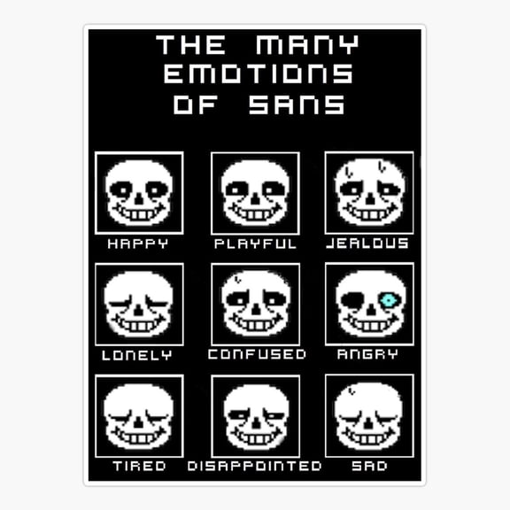 Many Emotions Of Sans Undertale Game Art Vinyl Decal Sticker