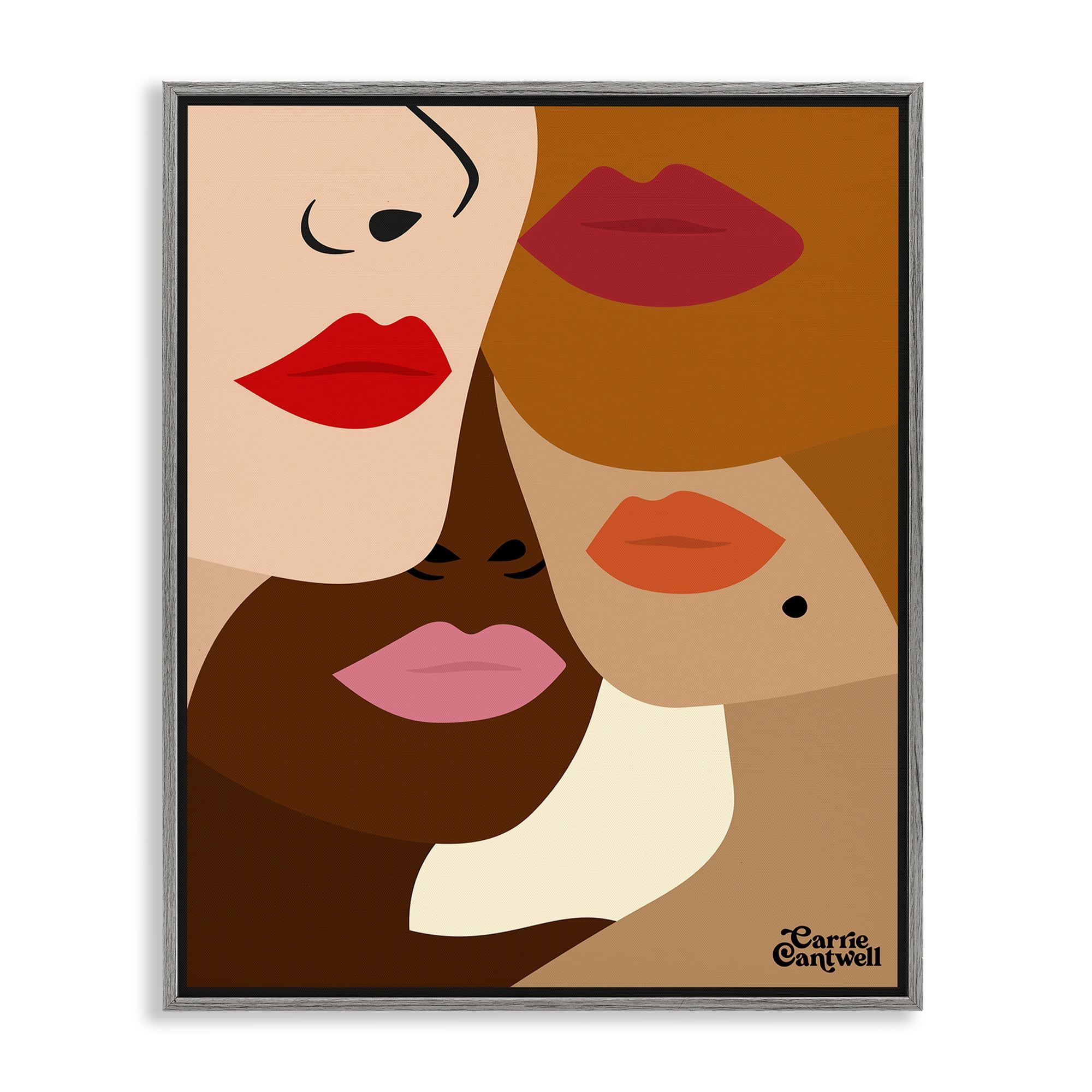 Many Faces of Women Gray Framed Giclee Art, design by Carrie Cantwell