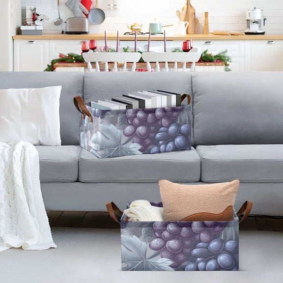 Many Grapes Storage Bins with Handles Foldable Storage Baskets for Shelves Organizer Cloth Baskets