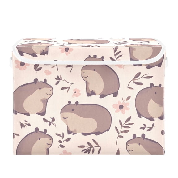 Many Groundhog Pattern Large Storage Bins with Linen Collapsible Lid Storage Box 16.7 x 12.6 x 11.8in