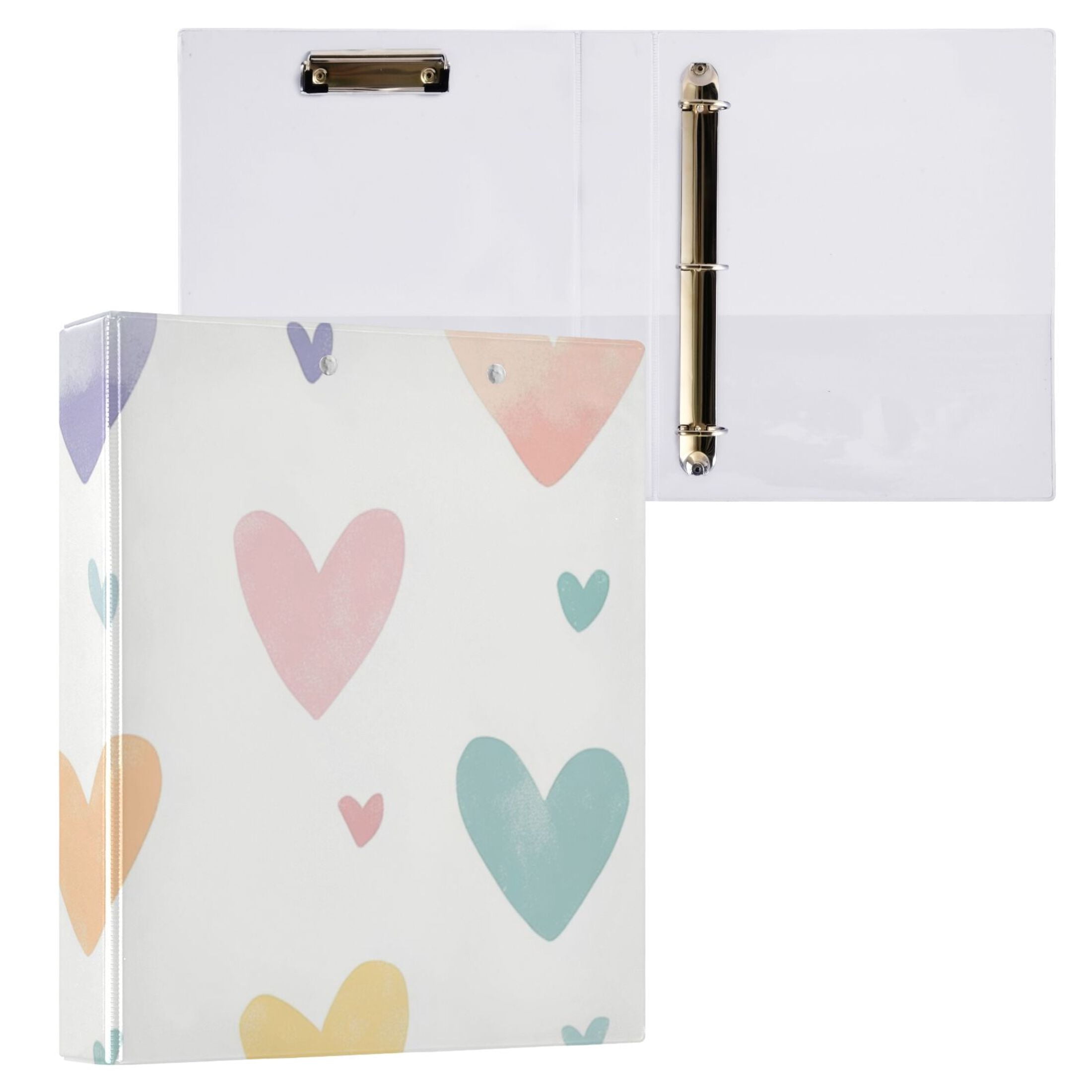 Many Hearts 3 Ring Binders 1.5 inch Hardcover File Folders with Interior Pockets A4 Size Organizer for School Office Hospital Set of 2