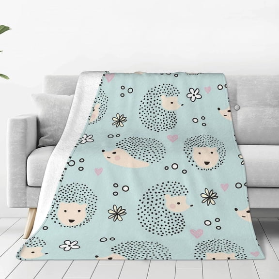 Many Hedgehogs Throw Blanket for Couch, Ultra Soft Micro Fleece Blanket Light Weight Anti Pilling Flannel Air Conditioning Blanket 60"X50"